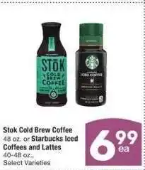 Albertsons Stok Cold Brew Coffee 48 oz. or Starbucks Iced Coffees and Lattes 40-48 oz. - Select Varieties offer