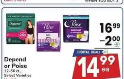 Albertsons Depend or Poise - 12-56 ct., Select Varieties offer