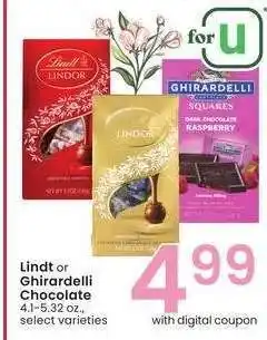 Albertsons Lindt or Ghirardelli Chocolate - 4.1-5.32 oz., select varieties offer