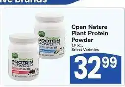 Albertsons Open Nature Plant Protein Powder - 18 oz., Select Varieties offer