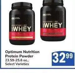 Albertsons Optimum Nutrition Protein Powder - 23.59-25.6 oz., Select Varieties offer