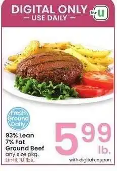Albertsons 93% Lean 7% Fat Ground Beef - any size pkg offer