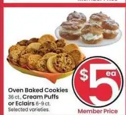 Albertsons Oven Baked Cookies 36 ct., Cream Puffs or Eclairs 6-9 ct. - Selected varieties offer