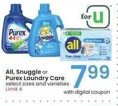 Albertsons All, Snuggle or Purex Laundry Care - select sizes and varieties offer