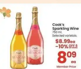 Albertsons Cook's Sparkling Wine - 750 ml. Selected varietals offer