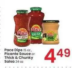 Albertsons Pace Dips 15 oz., Picante Sauce or Thick & Chunky Salsa 24 oz offer