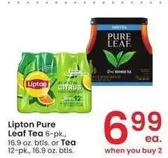 Albertsons Lipton Pure Leaf Tea 6-pk., 16.9 oz. btls. or Tea 12-pk., 16.9 oz. btls offer