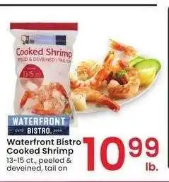 Albertsons WATERFRONT BISTRO COOKED SHRIMP - 13-15 ct., peeled & deveined, tail on offer
