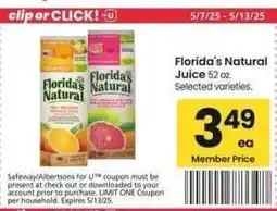 Albertsons Florida's Natural Juice - 52 oz. Selected varieties offer