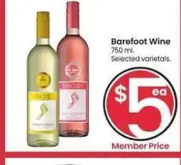Albertsons Barefoot Wine - 750 ml. Selected varietals offer