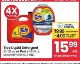 Albertsons Tide Liquid Detergent 117-132 oz. or Pods 45-76 ct. - Selected varieties offer