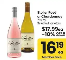 Albertsons Stoller Rosé or Chardonnay - 750 ml. Selected varietals offer