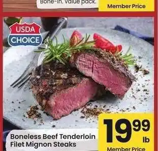Albertsons Boneless Beef Tenderloin Filet Mignon Steaks offer