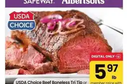 Albertsons USDA Choice Beef Boneless Tri Tip or Top Sirloin Steaks - Value Pack offer