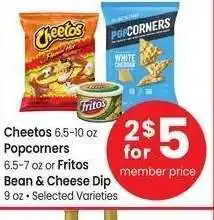 Albertsons Cheetos 6.5-10 oz Popcorners 6.5-7 oz or Fritos Bean & Cheese Dip 9 oz - Selected Varieties offer