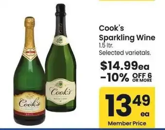 Albertsons Cook's Sparkling Wine - 1.5 ltr. Selected varietals offer