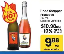 Albertsons Head Snapper Prosecco - 750 ml. Selected varietals offer