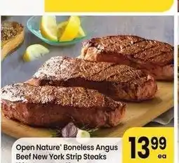 Albertsons Open Nature Boneless Angus Beef New York Strip Steaks - 100% Grass Fed • 12 oz offer