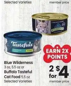 Albertsons Blue Wilderness 3 oz, 5.5 oz or Buffalo Tasteful Cat Food 5.5 oz - Selected Varieties offer