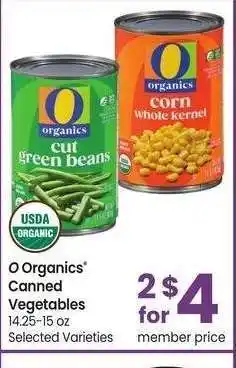 Albertsons O Organics Canned Vegetables - 14.25-15 oz Selected Varieties offer