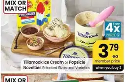 Albertsons Tillamook Ice Cream or Popsicle Novelties - Selected Sizes and Varieties MIX OR MATCH offer