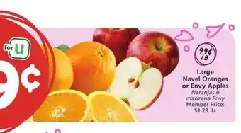 Albertsons Large Navel Oranges or Envy Apples - Member Price: $1.29 lb offer