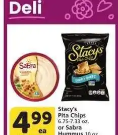 Albertsons Stacy's Pita Chips 6.75-7.33 oz. or Sabra Hummus 10 oz. - Selected varieties offer
