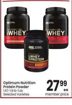 Albertsons Optimum Nutrition Protein Powder - 1.67-1.8 lb Tub Selected Varieties offer