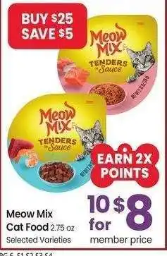 Albertsons Meow Mix Cat Food - 2.75 oz Selected Varieties offer