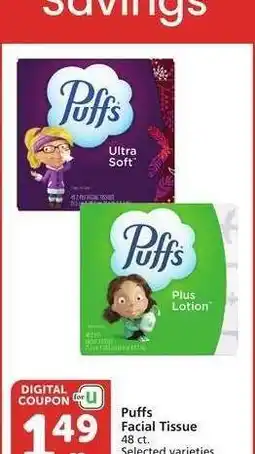 Albertsons Puffs Facial Tissue* - 48 ct. Selected varieties Member Price: $2.49 offer