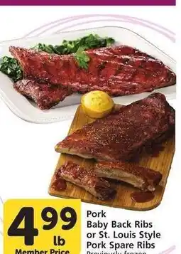 Albertsons Pork Baby Back Ribs or St. Louis Style Pork Spare Ribs - Previously frozen offer