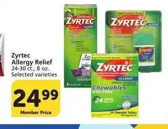 Albertsons Zyrtec Allergy Relief - 24-30 ct., 8 oz. Selected varieties offer