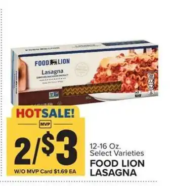 Food Lion FOOD LION LASAGNA offer