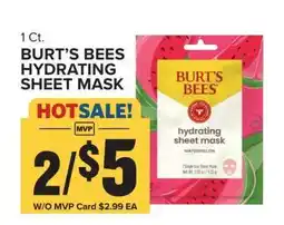 Food Lion BURT’S BEES HYDRATING SHEET MASK offer