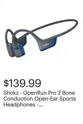 Best Buy Shokz - OpenRun Pro 2 Bone Conduction Open-Ear Sports Headphones - Steel Blue offer