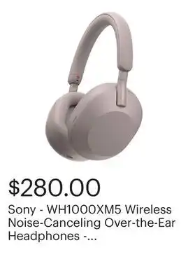 Best Buy Sony - WH1000XM5 Wireless Noise-Canceling Over-the-Ear Headphones - Smoky Pink offer