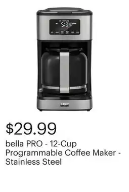 Best Buy bella PRO - 12-Cup Programmable Coffee Maker - Stainless Steel offer