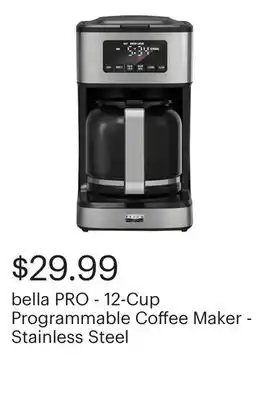 Best Buy bella PRO - 12-Cup Programmable Coffee Maker - Stainless Steel offer