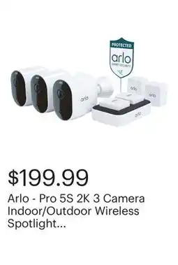 Best Buy Arlo - Pro 5S 2K 3 Camera Indoor/Outdoor Wireless Spotlight Security Camera Bundle - White offer