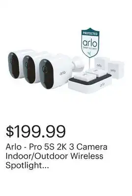 Best Buy Arlo - Pro 5S 2K 3 Camera Indoor/Outdoor Wireless Spotlight Security Camera Bundle - White offer