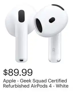 Best Buy Apple - Geek Squad Certified Refurbished AirPods 4 - White offer