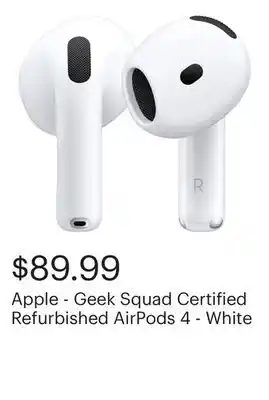 Best Buy Apple - Geek Squad Certified Refurbished AirPods 4 - White offer