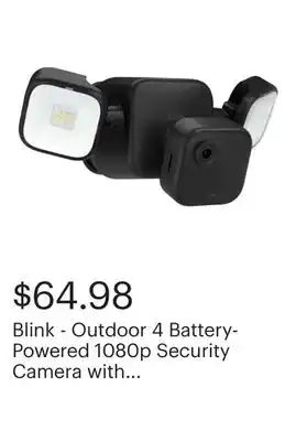 Best Buy Blink - Outdoor 4 Battery-Powered 1080p Security Camera with Floodlight - Black offer