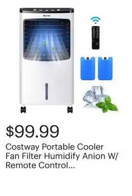 Best Buy Costway Portable Cooler Fan Filter Humidify Anion W/ Remote Control - White offer