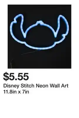 Five Below Disney Stitch Neon Wall Art 11.8in x 7in offer