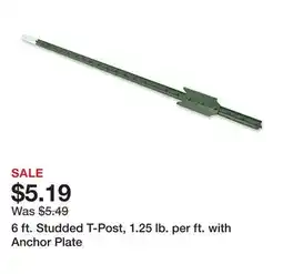 Tractor Supply Company 6 ft. Studded T-Post, 1.25 lb. per ft. with Anchor Plate offer