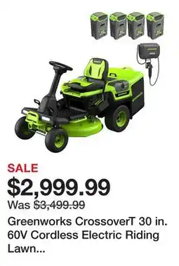Tractor Supply Company Greenworks CrossoverT 30 in. 60V Cordless Electric Riding Lawn Mower, Battery and Charger Included offer