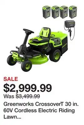 Tractor Supply Company Greenworks CrossoverT 30 in. 60V Cordless Electric Riding Lawn Mower, Battery and Charger Included offer