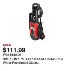 Tractor Supply Company SIMPSON 1,700 PSI 1.0 GPM Electric Cold Water Residential Clean Machine Pressure Washer offer