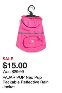 Marshalls PAJAR PUP Neo Pup Packable Reflective Rain Jacket offer